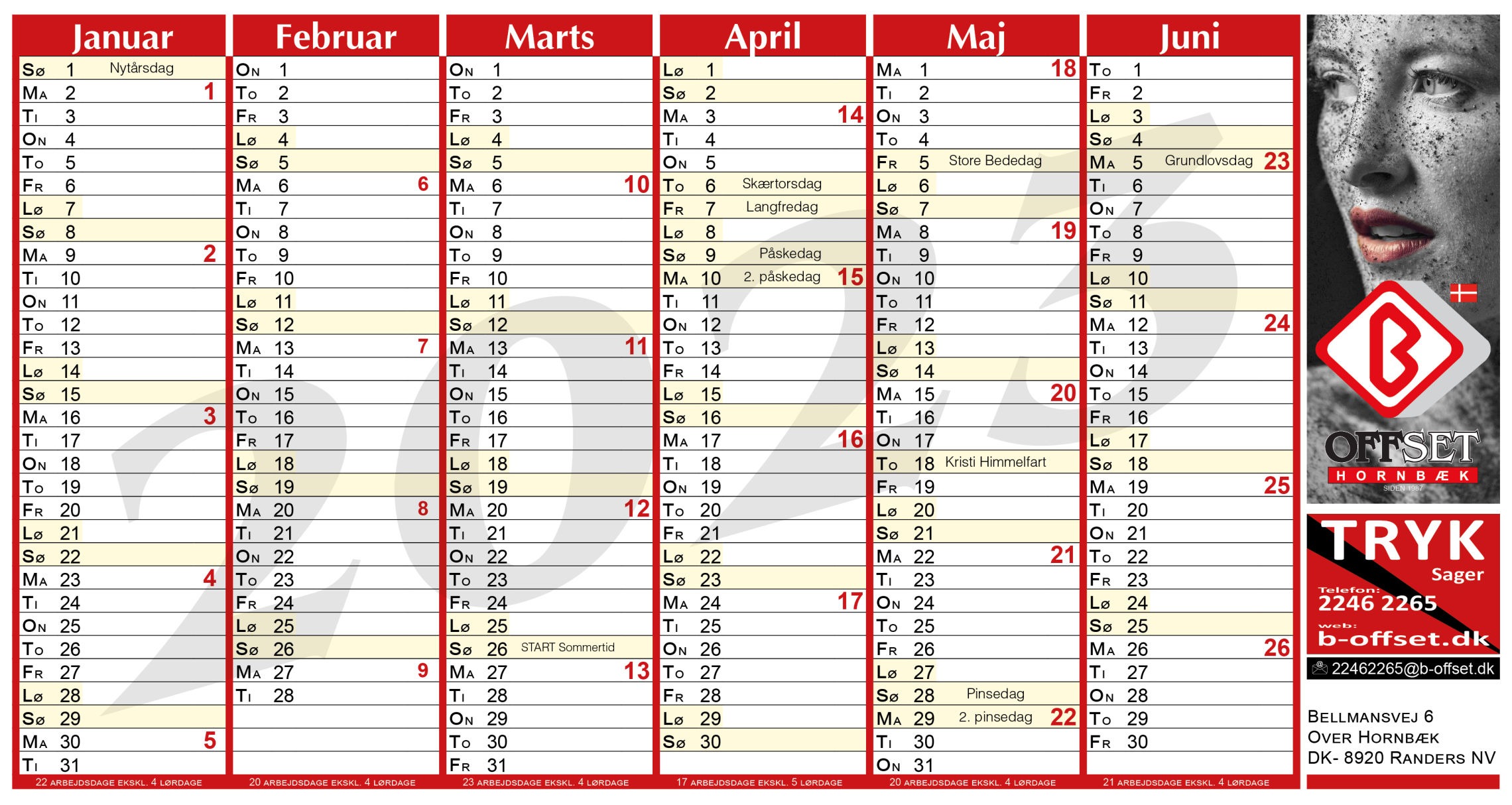 B-Offset kalender 2023 første halvår